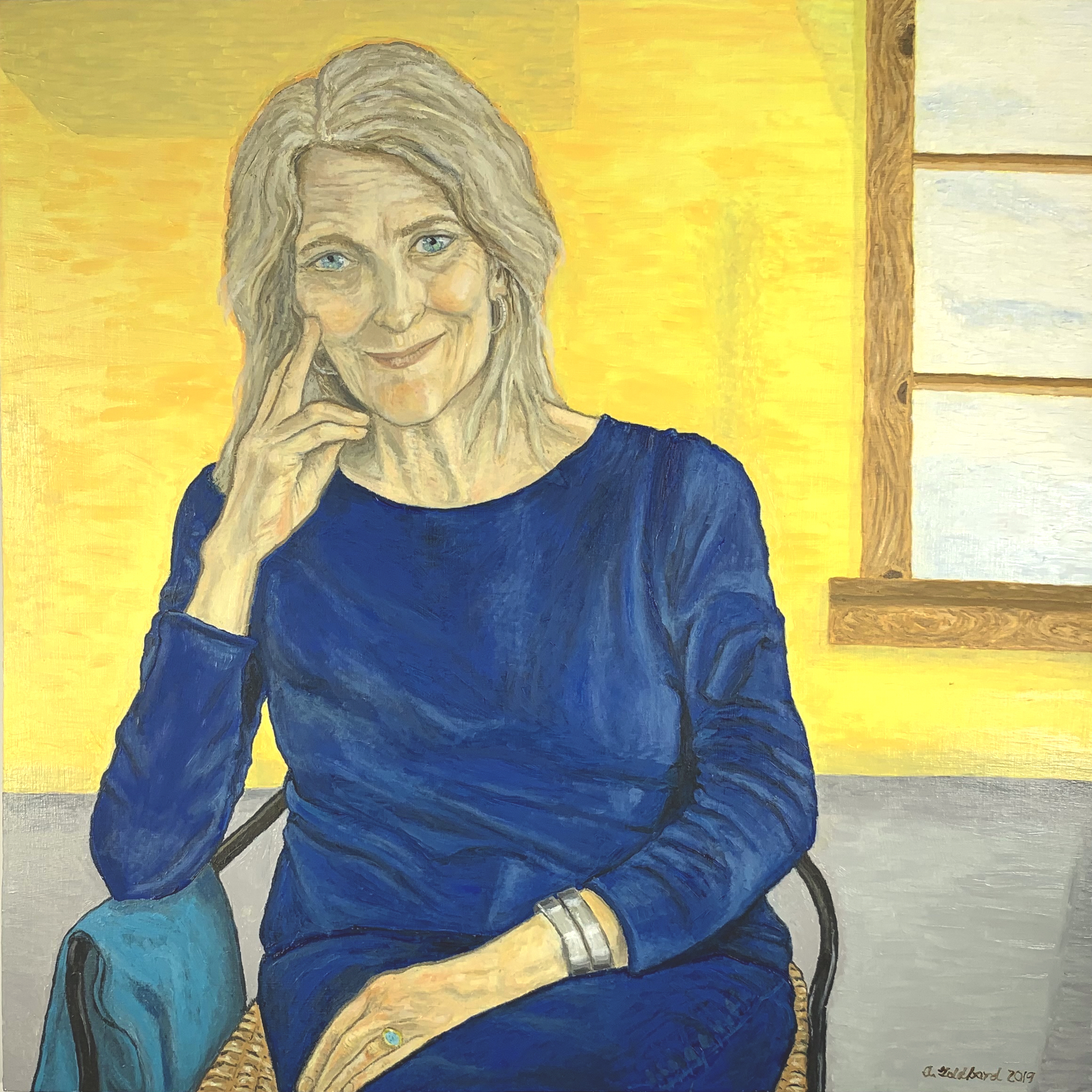 Portrait of Betty Farrell, 2019, oil on panel, 24x24
